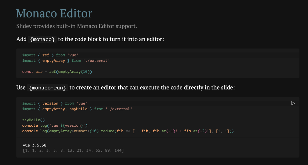 Markdown editing vs presentation result
