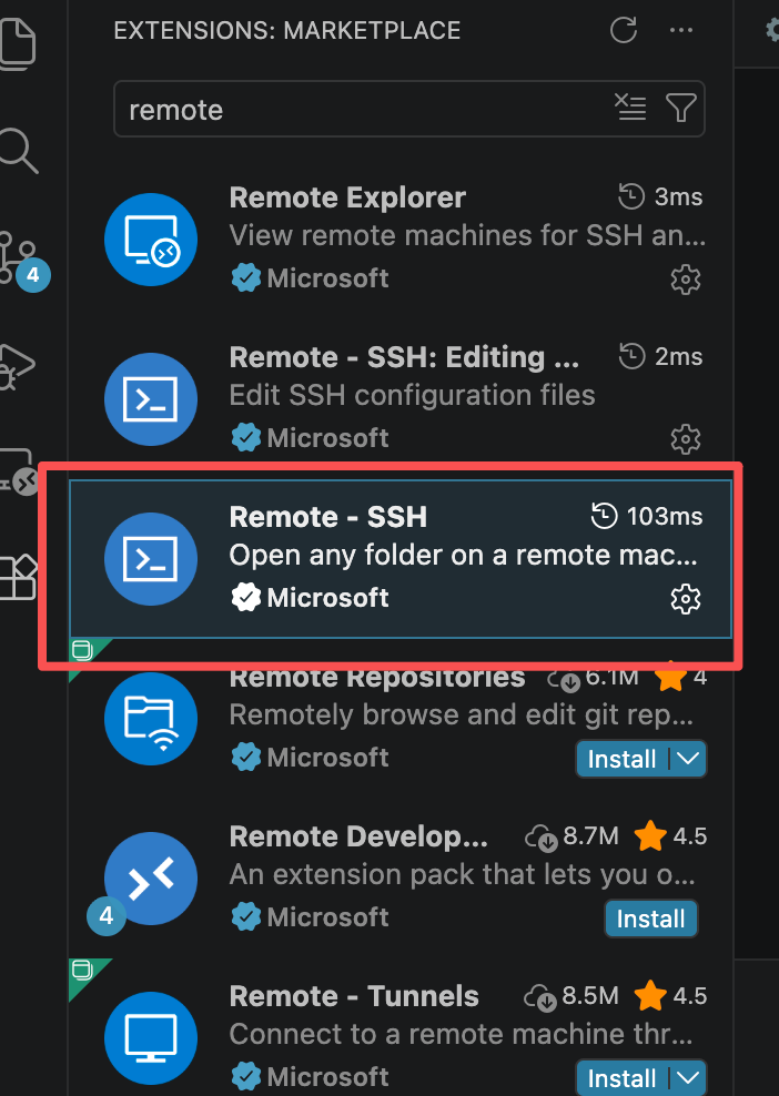 SSH configuration selection